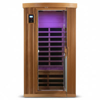 Home Sauna Far Infrared Sauna 1 Person plus Low-Emf Natural Red Cedar Indoor Sauna Spa, 1510W Infrared Sauna for Home, 8 Low Electromagnetic Field Heaters, 2 Bluetooth Speakers, 1 LED Reading Lamp