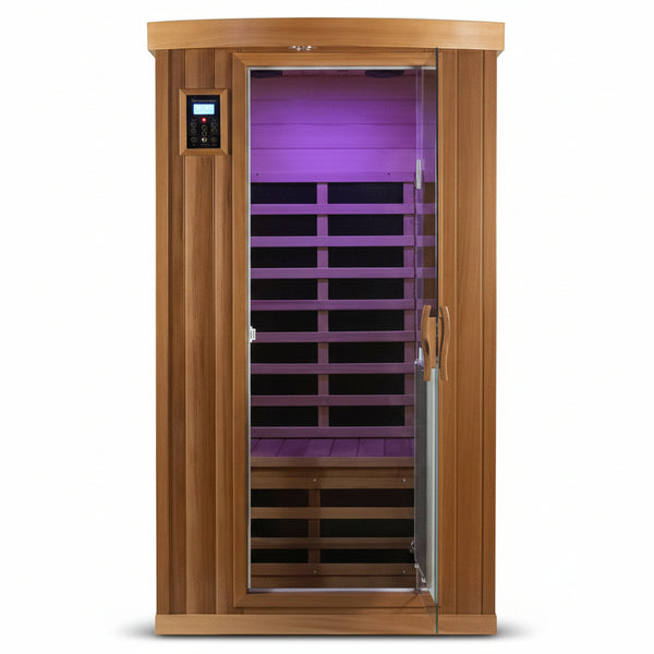 Infrared Sauna Built for Daily Wellness, Canadian Red Cedar, 8 Low-EMF Heaters, Bluetooth Audio, 1510W