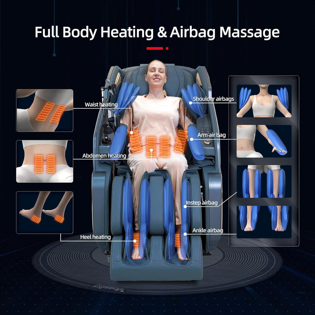4D Massage Chair Full Body Zero Gravity Massage Chair Recliner Shiatsu with Heat, AI Voice Control, Foot Roller & 3-Zone Heating - Home Electric Massager for Mom/Wife/Dad/Home Office
