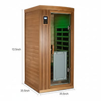 Home Sauna Far Infrared Sauna 1 Person plus Low-Emf Natural Red Cedar Indoor Sauna Spa, 1510W Infrared Sauna for Home, 8 Low Electromagnetic Field Heaters, 2 Bluetooth Speakers, 1 LED Reading Lamp