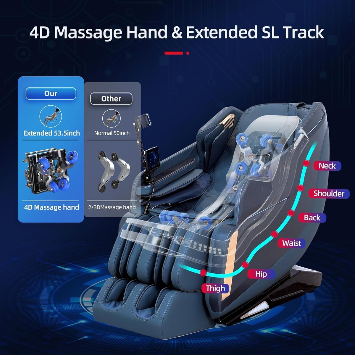 4D Massage Chair Full Body Zero Gravity Massage Chair Recliner Shiatsu with Heat, AI Voice Control, Foot Roller & 3-Zone Heating - Home Electric Massager for Mom/Wife/Dad/Home Office