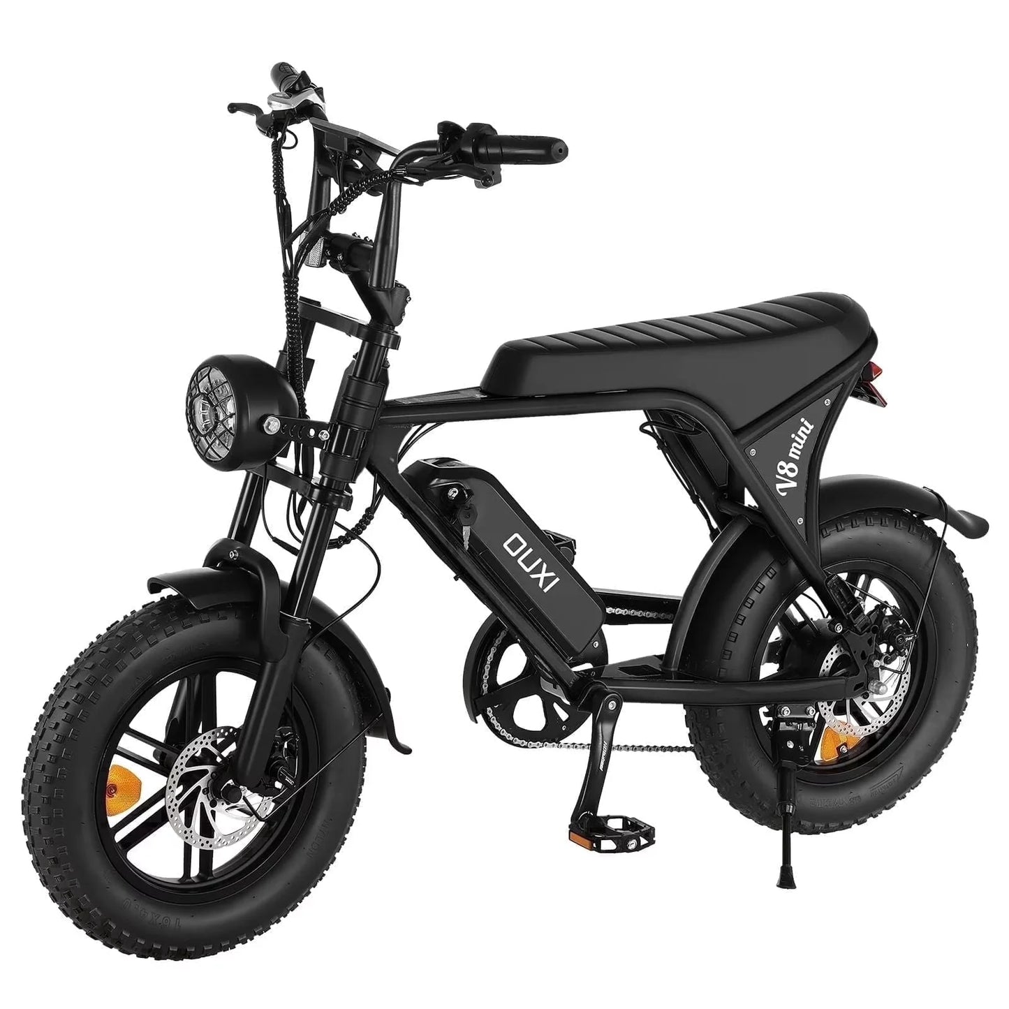 V8 MINI Electric Bike for Adults, 500W Peak E-Bike with 16" Fat Tires, Removable Battery Options 10.4Ah 7-Speed Electric Bicycle with Dual Disc Brakes