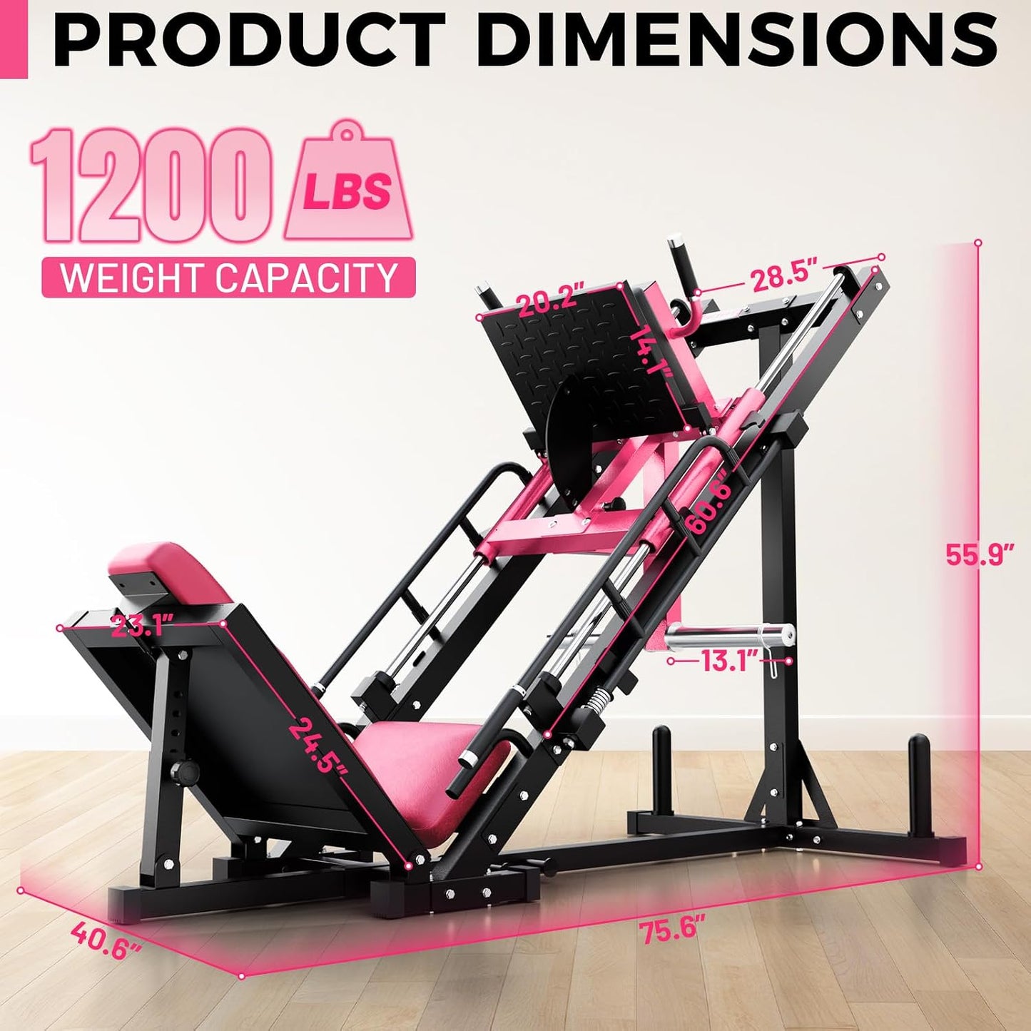 Leg Press Hack Squat Machine with Linear Bearing, 1200LB Capacity