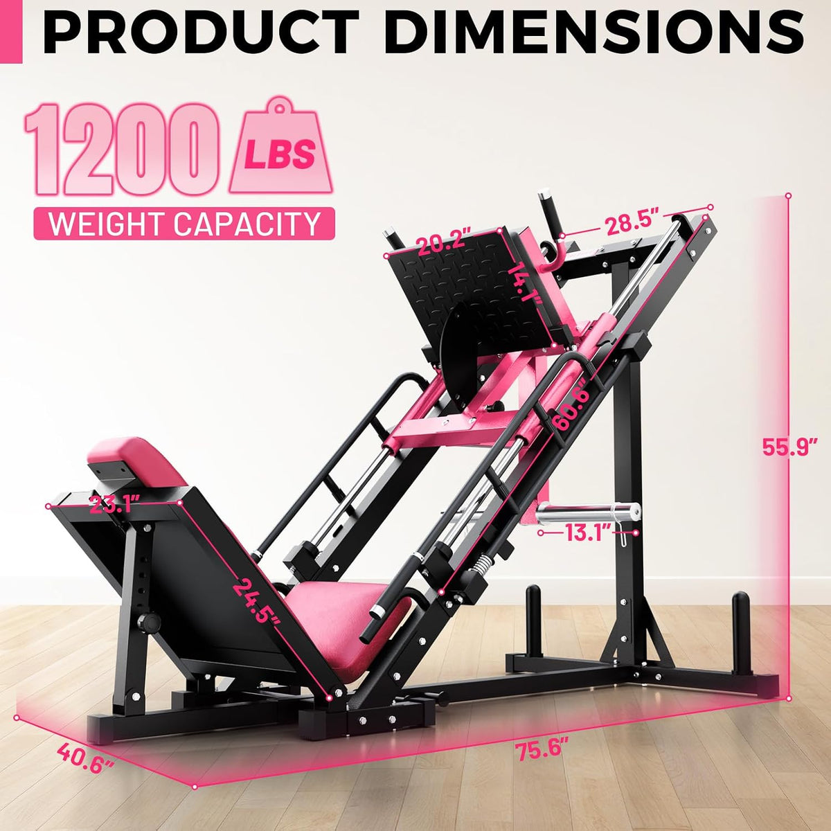 Leg Press Hack Squat Machine with Linear Bearing, 1200LB Capacity