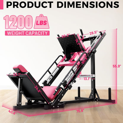 Leg Press Hack Squat Machine with Linear Bearing, 1200LB Capacity