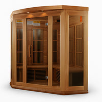 Infrared Sauna Built for Home Wellness, 3-Person Cedar, FAR Carbon Panels, Chromotherapy Lighting