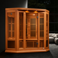 Infrared Sauna Built for Home Wellness, 3-Person Cedar, FAR Carbon Panels, Chromotherapy Lighting