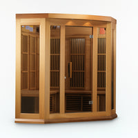 Infrared Sauna Built for Home Wellness, 3-Person Cedar, FAR Carbon Panels, Chromotherapy Lighting