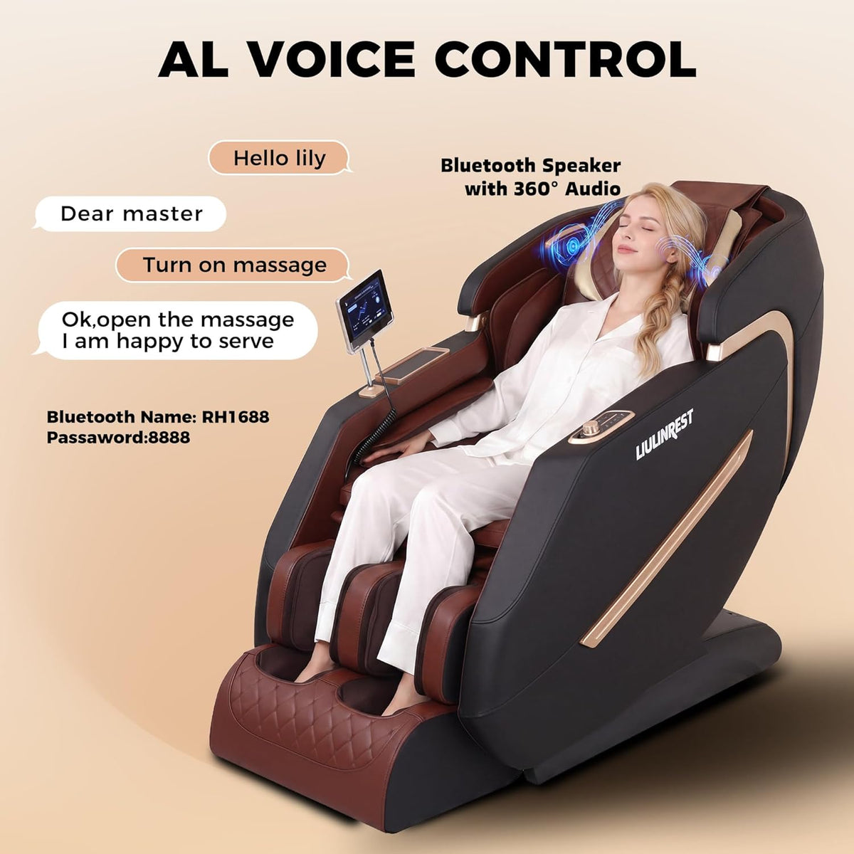 Massage Chair Full Body, 4D Zero Gravity Shiatsu Recliner with Heat, Body Scan, Deep Yoga Stretch, 50" Sl-Track, Touch Screen, Airbags for Home, Brown