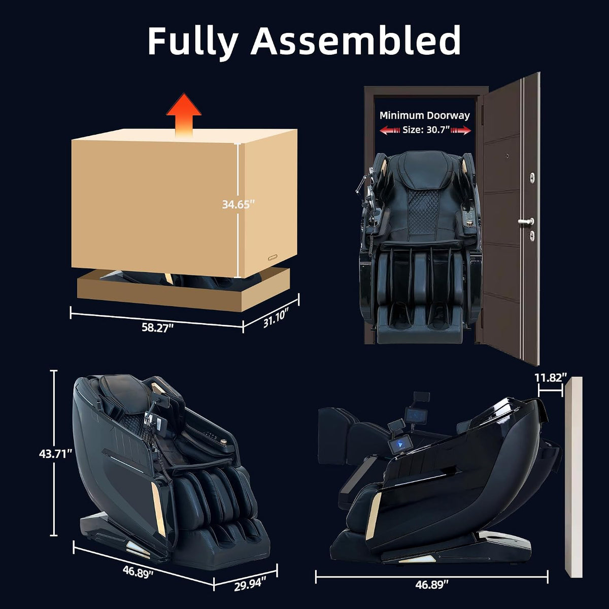 4D Massage Chair Full Body Extended Sl-Track Zero Gravity Shiatsu Recliner