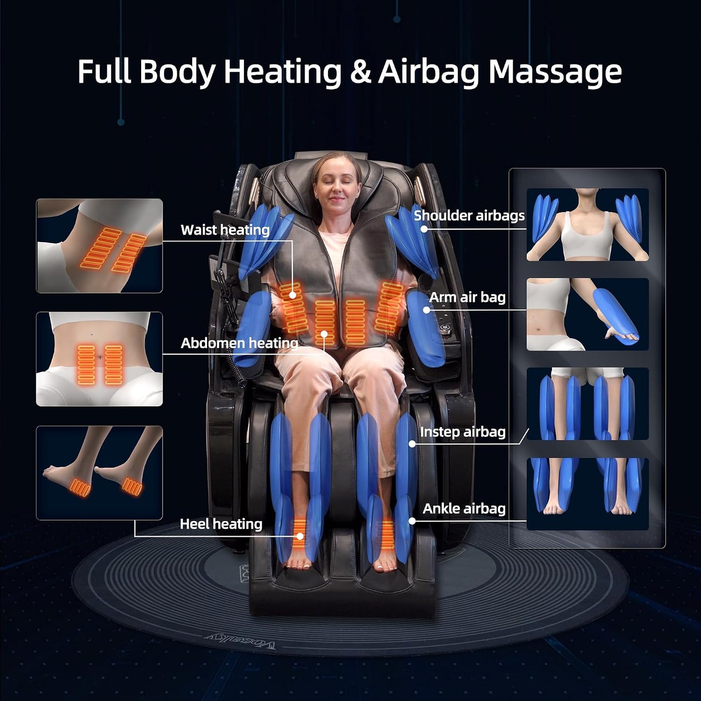 4D Massage Chair Full Body Extended Sl-Track Zero Gravity Shiatsu Recliner
