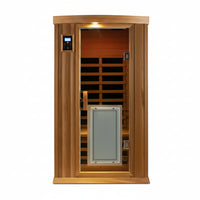 Home Sauna Far Infrared Sauna 1 Person plus Low-Emf Natural Red Cedar Indoor Sauna Spa, 1510W Infrared Sauna for Home, 8 Low Electromagnetic Field Heaters, 2 Bluetooth Speakers, 1 LED Reading Lamp