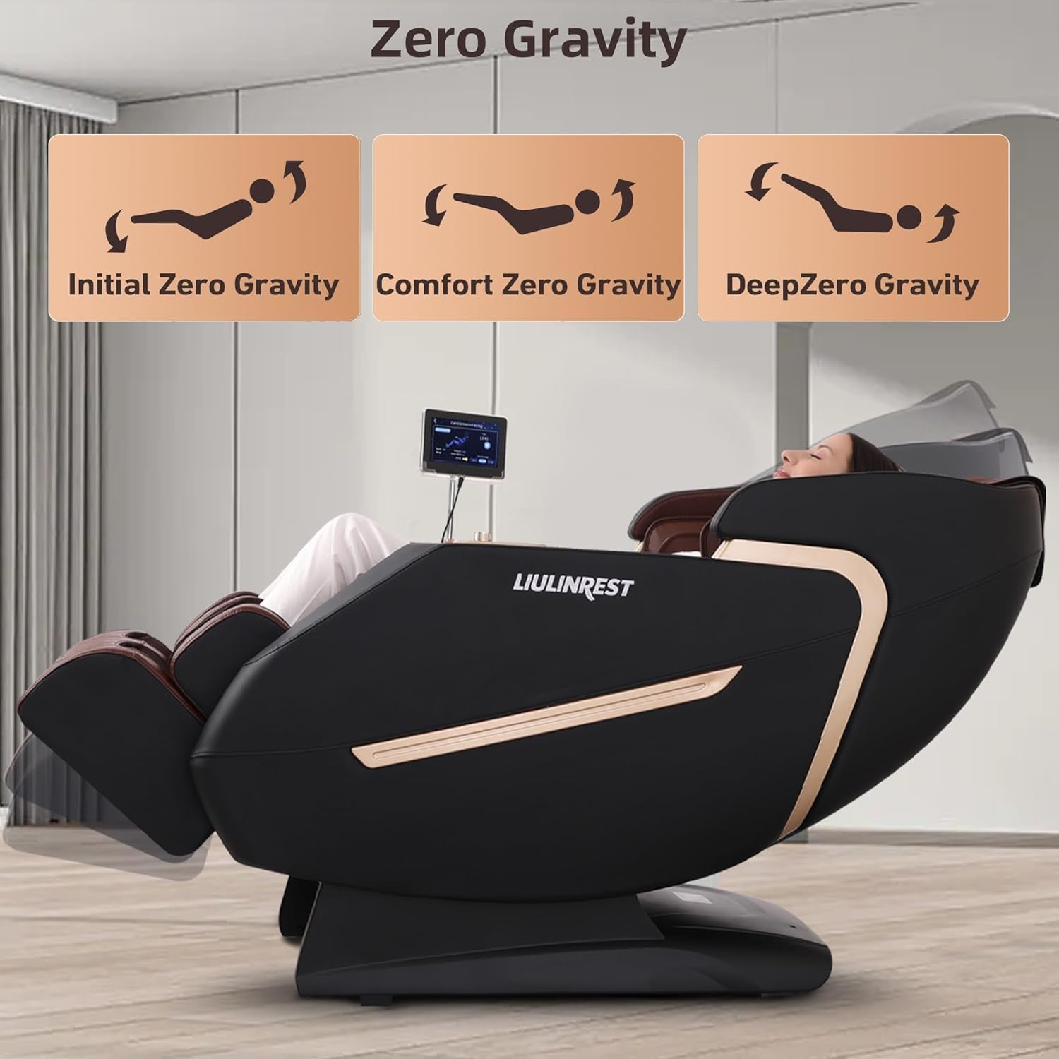 Massage Chair Full Body, 4D Zero Gravity Shiatsu Recliner with Heat, Body Scan, Deep Yoga Stretch, 50" Sl-Track, Touch Screen, Airbags for Home, Brown