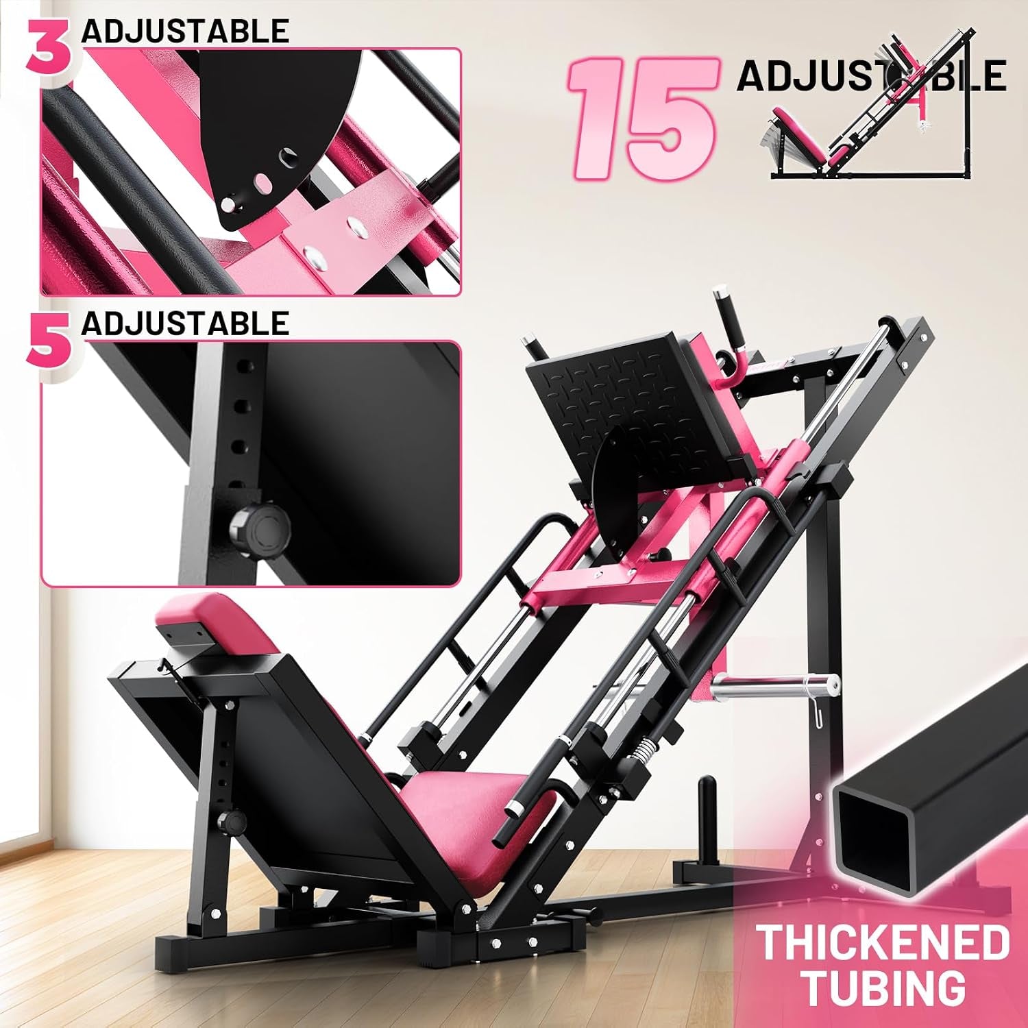 Leg Press Hack Squat Machine with Linear Bearing, 1200LB Capacity