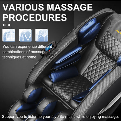Molylex 2024 Massage Chair Recliner, Zero Gravity Full Body Massage Chair with Airbags, Heating, Bluetooth Speaker and Foot Rollers (Black)