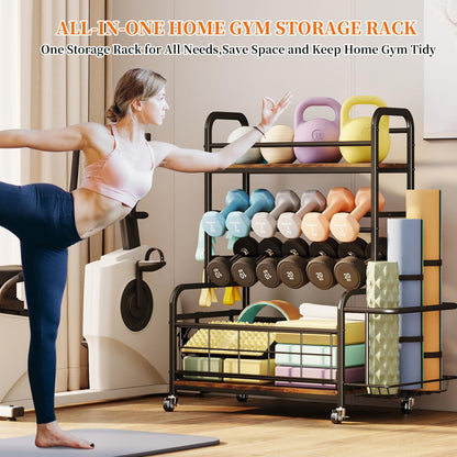 450LBS Dumbbell Rack,Weight Rack for Dumbbells,Weight Rack for Home Gym,Home Gym Storage for Strength Training Dumbbell Racks Stand with Wheels&Hooks
