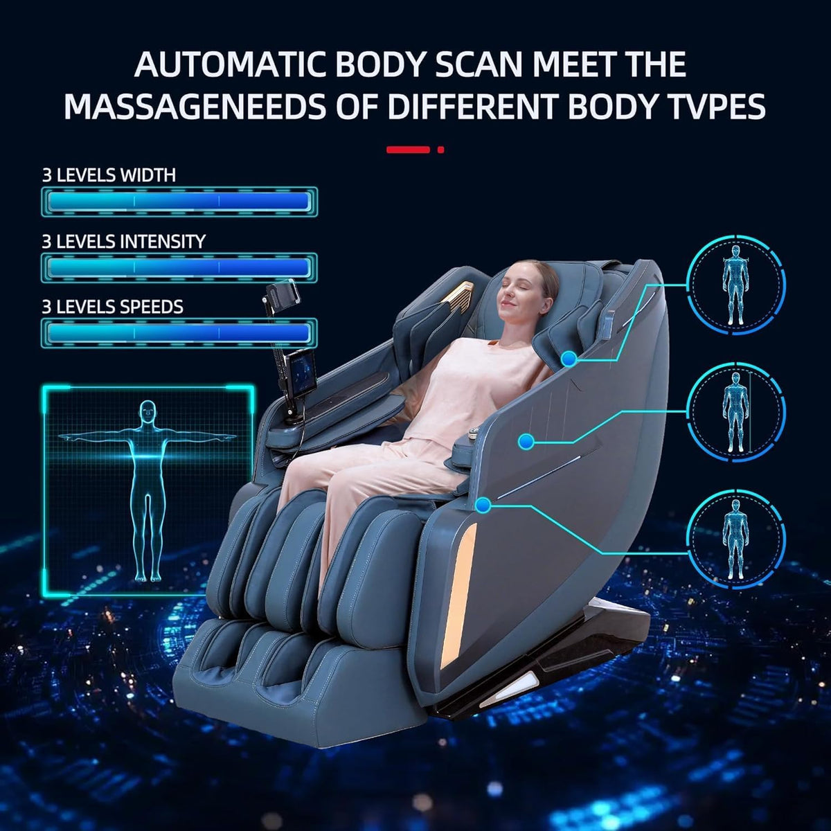 4D Massage Chair Full Body Zero Gravity Massage Chair Recliner Shiatsu with Heat, AI Voice Control, Foot Roller & 3-Zone Heating - Home Electric Massager for Mom/Wife/Dad/Home Office