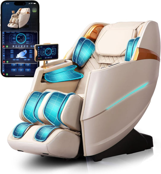 Massage Chair 4D Full Body Zero Gravity 55" Long Sl-Track,Beige