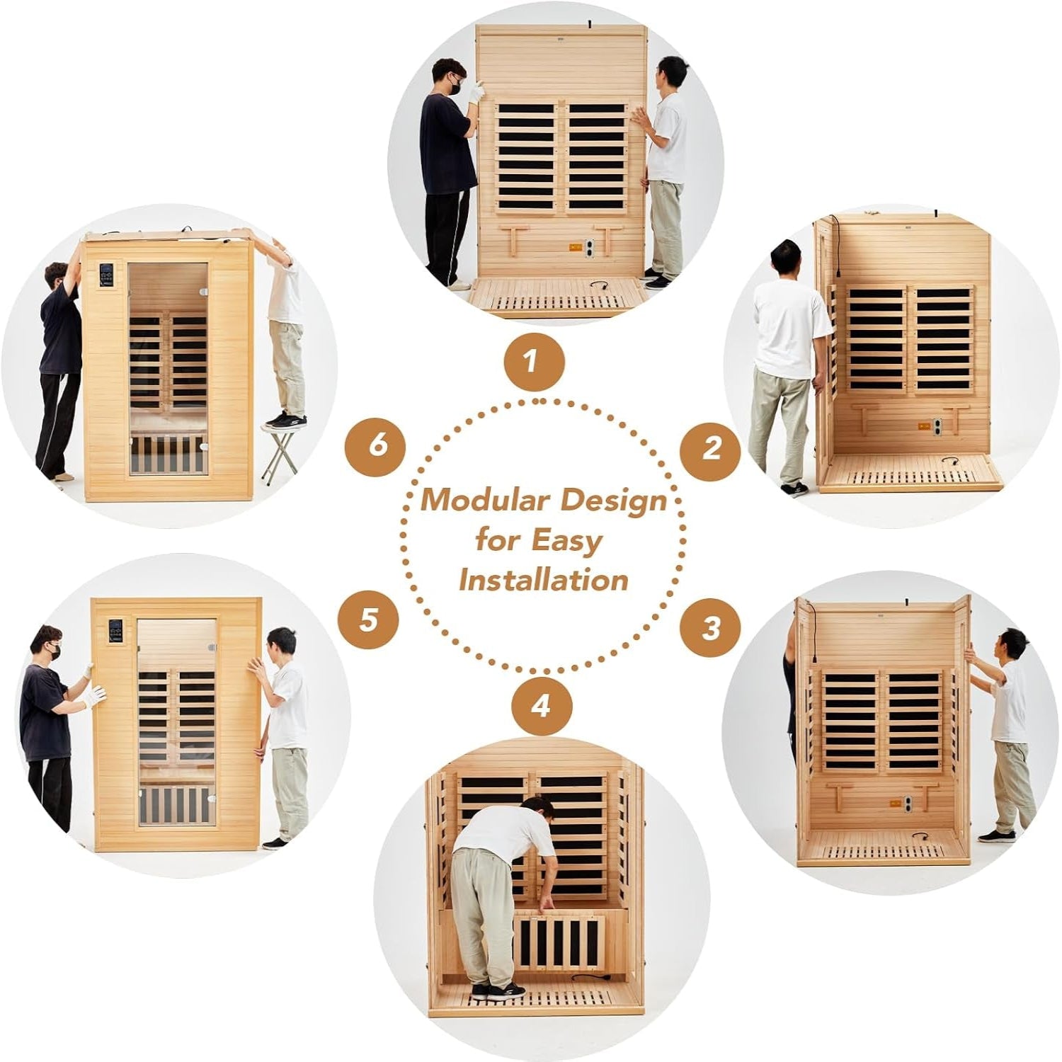 2024 Upgrade 2 Person Sauna, Low EMF 6 Heating Plate Infrared Physical Therapy Wooden Dry Steam Sauna with MP3 Auxiliary Connection, Dual Controls, Iron Shirt Wall Plate, Home Spa Day Use, Gift