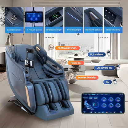 4D Massage Chair Full Body Zero Gravity Massage Chair Recliner Shiatsu with Heat, AI Voice Control, Foot Roller & 3-Zone Heating - Home Electric Massager for Mom/Wife/Dad/Home Office