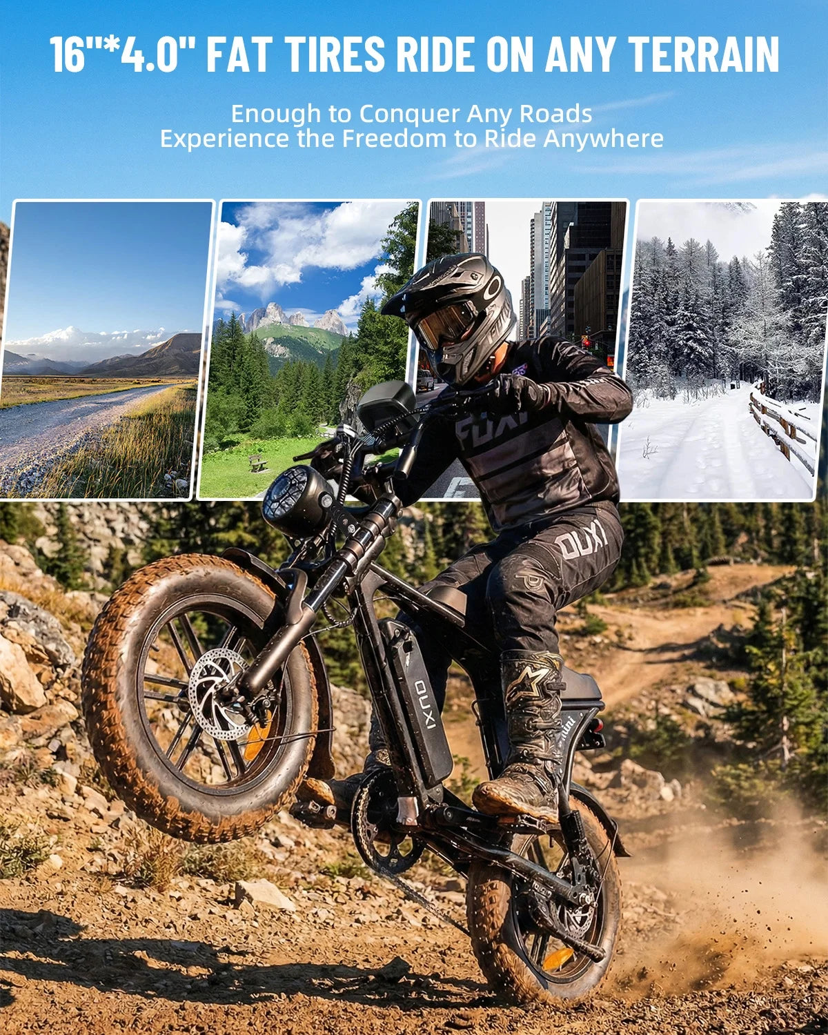 V8 MINI Electric Bike for Adults, 500W Peak E-Bike with 16" Fat Tires, Removable Battery Options 10.4Ah 7-Speed Electric Bicycle with Dual Disc Brakes