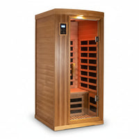 Home Sauna Far Infrared Sauna 1 Person plus Low-Emf Natural Red Cedar Indoor Sauna Spa, 1510W Infrared Sauna for Home, 8 Low Electromagnetic Field Heaters, 2 Bluetooth Speakers, 1 LED Reading Lamp