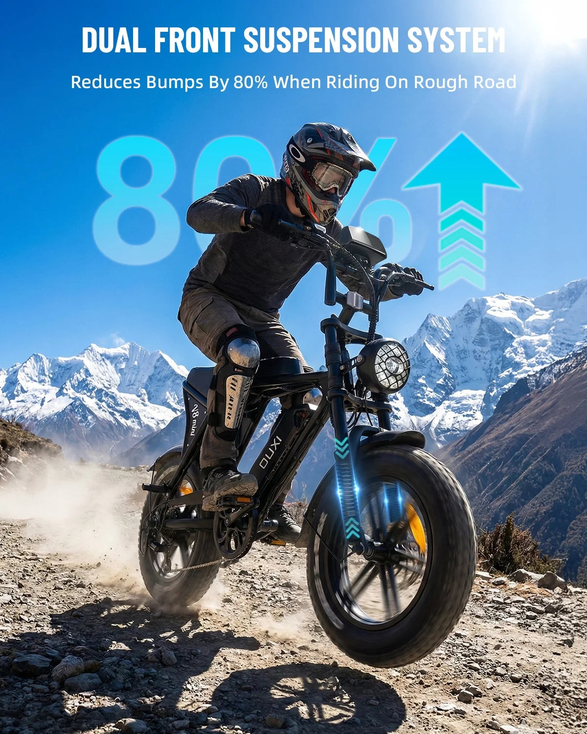 V8 MINI Electric Bike for Adults, 500W Peak E-Bike with 16" Fat Tires, Removable Battery Options 10.4Ah 7-Speed Electric Bicycle with Dual Disc Brakes