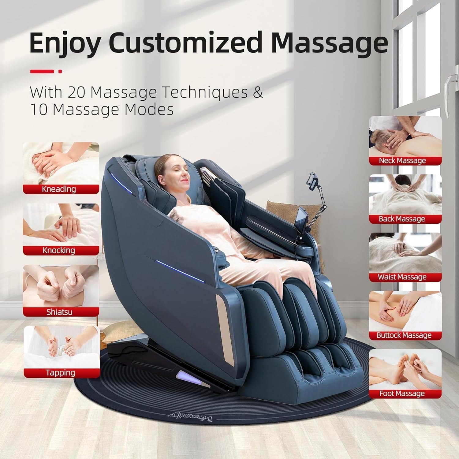 4D Massage Chair Full Body Zero Gravity Massage Chair Recliner Shiatsu with Heat, AI Voice Control, Foot Roller & 3-Zone Heating - Home Electric Massager for Mom/Wife/Dad/Home Office