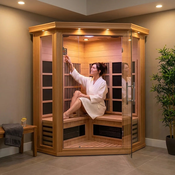 Infrared Sauna Built for Home Wellness, 3-Person Cedar, FAR Carbon Panels, Chromotherapy Lighting
